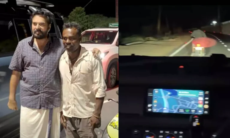 കാരക്കുടിയിൽ വഴി തെറ്റി മമ്മൂട്ടിയും സംഘവും; വഴികാട്ടിയായി ആവേശത്തോടെ തമിഴ് ആരാധകൻ